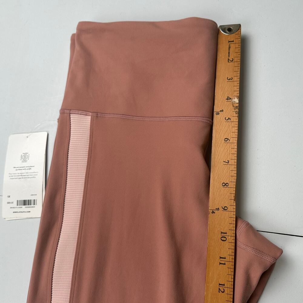 Athleta Leggings Womens 1X Pink Elation Rib Trim 7/8 Tight Workout Comfort Gym - Picture 11 of 14